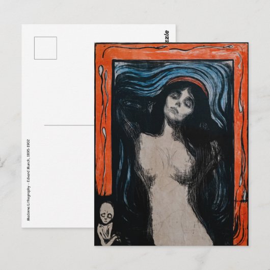 Carte Postale Edvard Munch - Madonna Lithographie (Devant / Derrière)