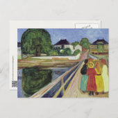Carte Postale Edvard Munch Peinture Filles sur le pont (environ  (Devant / Derrière)