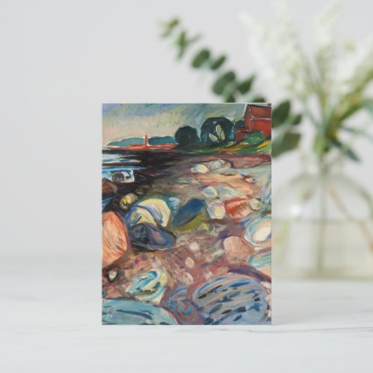 Carte Postale Edvard Munch - Rive avec Maison Rouge (Debout devant)