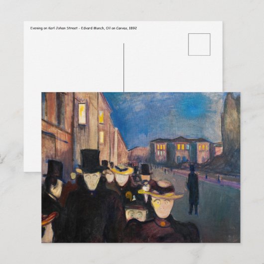 Carte Postale Edvard Munch - Soirée sur Karl Johan Street (Devant / Derrière)