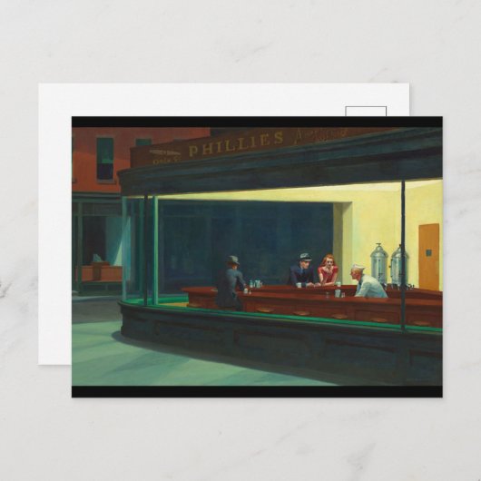 Carte Postale Edward Hopper - Nighthawks (Devant / Derrière)