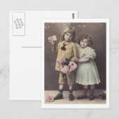 Carte postale Edwardian Children Boy & Girl 1900s (Devant / Derrière)