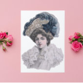 Carte Postale Edwardian Femme branchée en bleu casquette