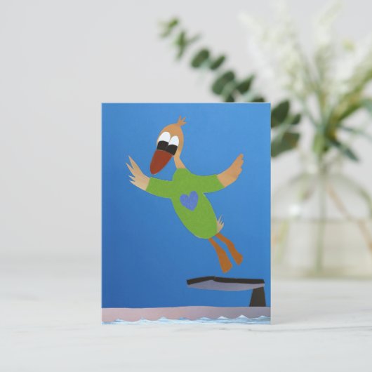 Carte Postale Eend saute des plongées dans l'eau en été (Debout devant)