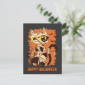Carte Postale Eerie Mummy Chat Happy Halloween (Debout devant)