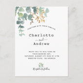 Carte Postale Eeucalyptus vert or blanc élégant mariage (Devant)