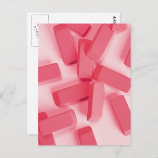 Carte Postale Effaceurs en caoutchouc rose (Devant / Derrière)