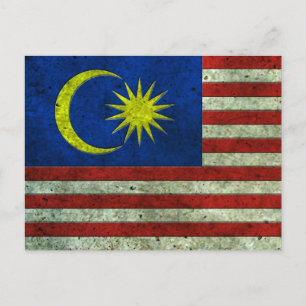 Carte Postale Effet Acier vieilli du drapeau malais
