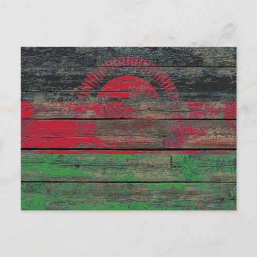 Carte Postale Effet du drapeau du Malawi sur les panneaux de boi (Devant)