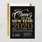 Carte Postale Effet feuille d'or, bulles de champagne, Nouvel An (Devant / Derrière)