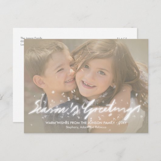 Carte postale Effet photo Joyeuses Fêtes Snowflake (Devant / Derrière)