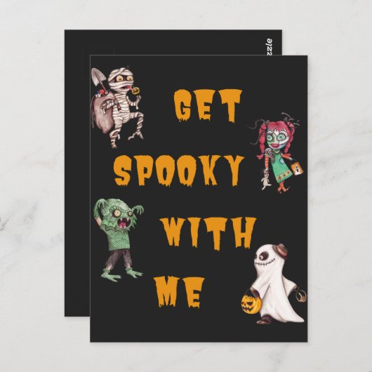 Carte Postale Éffrayant avec moi Halloween (Devant / Derrière)