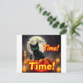 Carte postale éffrayant Black Cat Halloween (Debout devant)