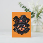 Carte Postale Éffrayant Casquette de sorcière Kitty (Debout devant)
