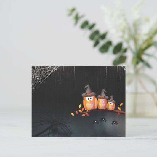 Carte postale Effrayant Halloween Night with Owls (Debout devant)
