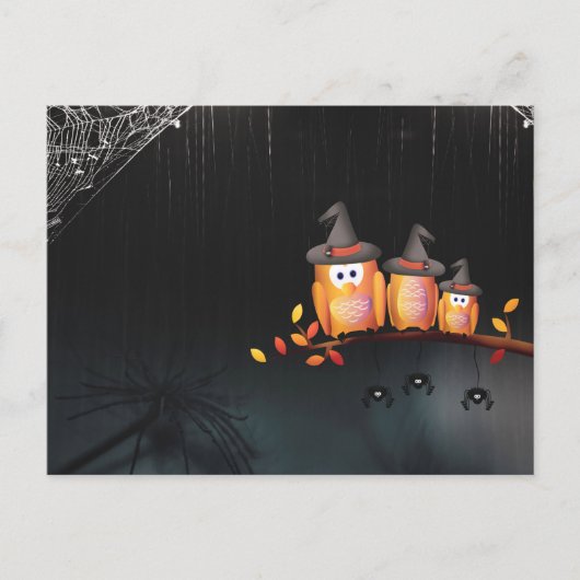 Carte postale Effrayant Halloween Night with Owls (Devant)