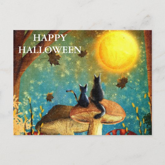 Carte postale Effrayant Halloween Night with Owls (Devant)