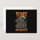 Carte Postale Effrayant Halloween Scarecrow Bats Citrouille Horr (Devant / Derrière)