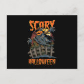 Carte Postale Effrayant Halloween Scarecrow Bats Citrouille Horr (Devant)