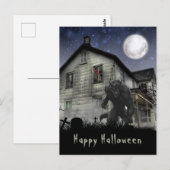 Carte Postale Effrayant Halloween Werewolf (Devant / Derrière)