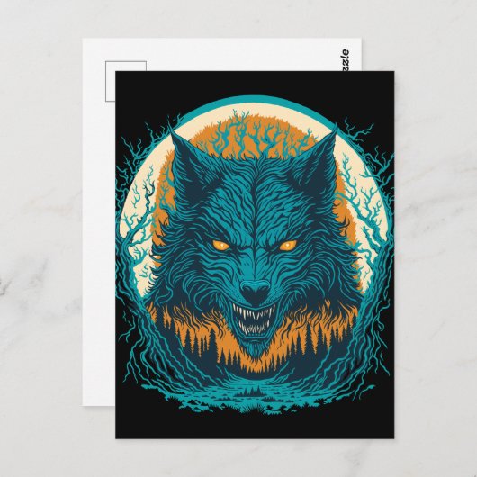 Carte Postale Effrayant loup-garou (Devant / Derrière)