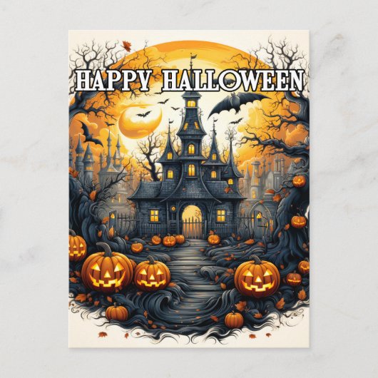 Carte Postale Éffrayant Maison ancienne hantée Halloween (Devant)