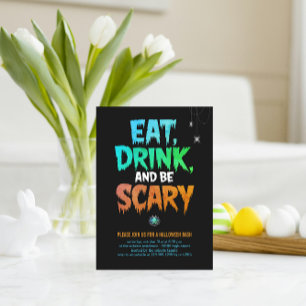 Carte Postale Éffrayante fête d'Halloween "Mange un verre et fai