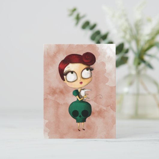 Carte Postale Éffrayante fille avec Opossum (Debout devant)