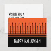 Carte postale éffrayante Halloween Gate, Orange (Devant / Derrière)