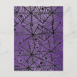 Carte Postale Éffrayante Halloween Spider Webs sur violet