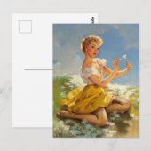 Carte Postale Églantines Disent 'Aime-Moi, Aime-Moi Pas' Épinglé (Devant / Derrière)