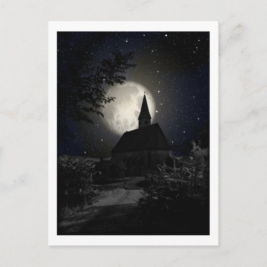 Carte Postale Église au clair de lune (Devant)