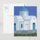 Carte Postale Église chypriote grecque bleue et blanche (Devant / Derrière)