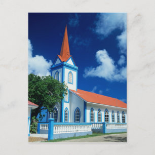 Carte Postale Église colorée sur l'île de Tahaa dans les