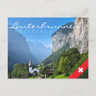 Carte Postale Eglise dans la vallée de Lauterbrunnen, Suisse