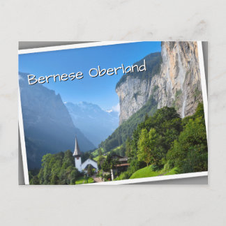 Carte Postale Église dans la vallée de Lauterbrunnen, Suisse