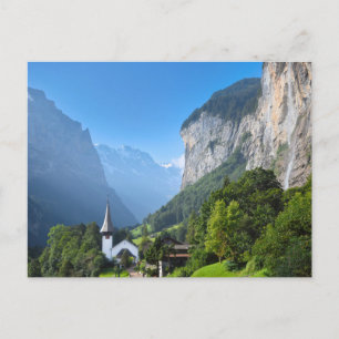 Carte Postale Eglise dans la vallée de Lauterbrunnen, Suisse