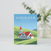 Carte Postale Église de Sandavágur Îles Féroé (Debout devant)