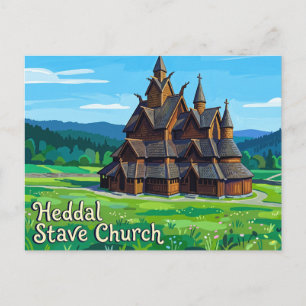 Carte Postale Église en bois debout de Heddal Norvège