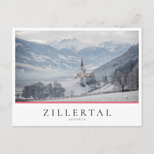 Carte Postale Eglise en hiver à Zillertal en Autriche (Devant)