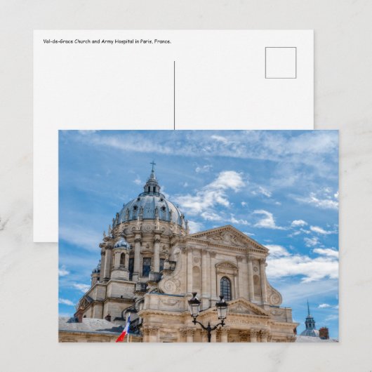 Carte Postale Église et hôpital militaire du Val-de-Grâce à Pari (Devant / Derrière)