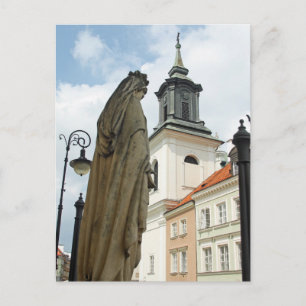 Carte Postale Eglise et statue de Varsovie, Pologne