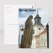 Carte Postale Eglise et statue de Varsovie, Pologne (Devant / Derrière)