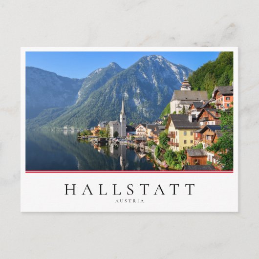 Carte Postale Église et village de Hallstatt, Autriche avec Alpe (Devant)