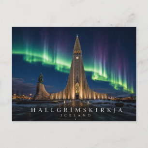 Carte Postale Église Hallgrímskirkja Reykjavík Islande Aurore bo