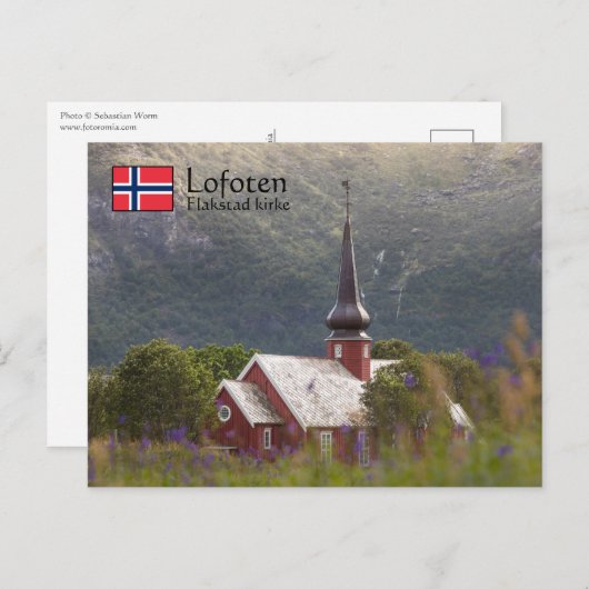 Carte Postale Église Lofoten Flakstad (Devant / Derrière)
