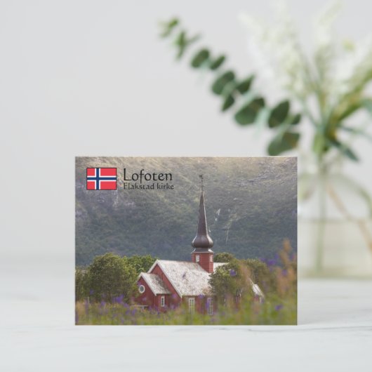 Carte Postale Église Lofoten Flakstad (Debout devant)