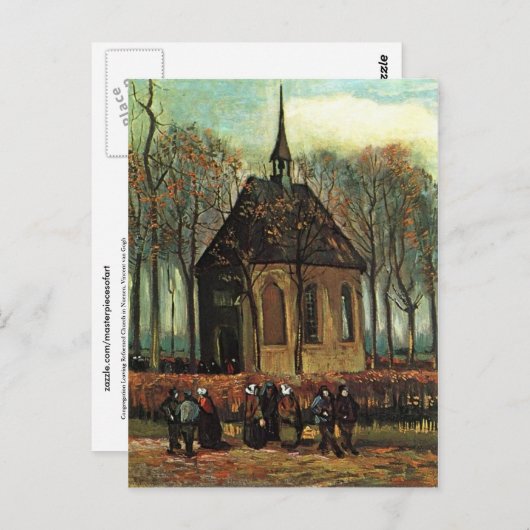 Carte Postale Eglise réformée à Nuenen, Van Gogh Art (Devant / Derrière)