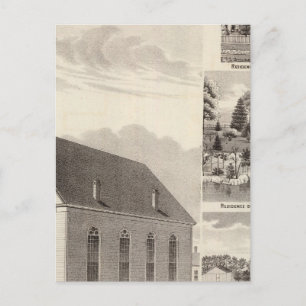 Carte Postale Église, résidences et moulin à farine