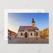 Carte Postale Eglise Saint-Marc et carré au coucher du soleil à (Devant / Derrière)